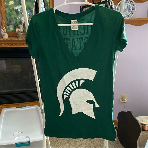 PINK Victoria's Secret Tops - PINK MSU V-Neck Shirt Size S